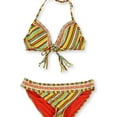thumbnail image 1 of Lucky Brand Womens Striped Crochet Hipster 2 Piece Bikini, Orange, Medium, 1 of 2