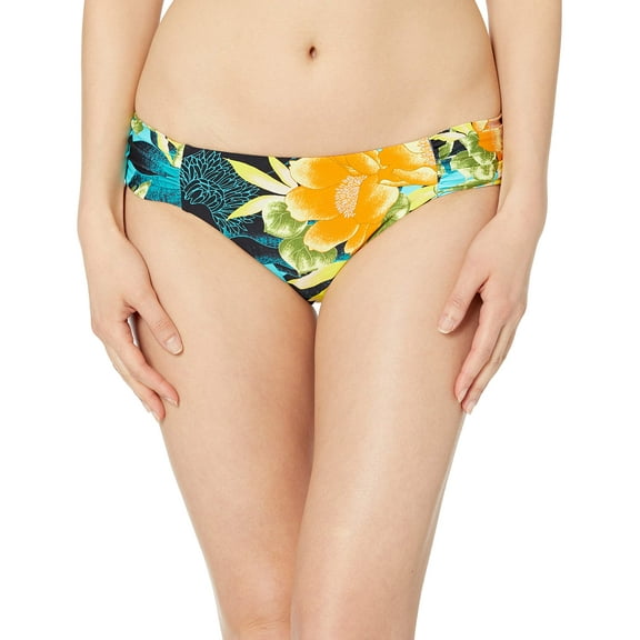Lucky Brand Women's Standard Side Shirred Pant Bikini Bottom, Multi//Tropical Sunrise, XS