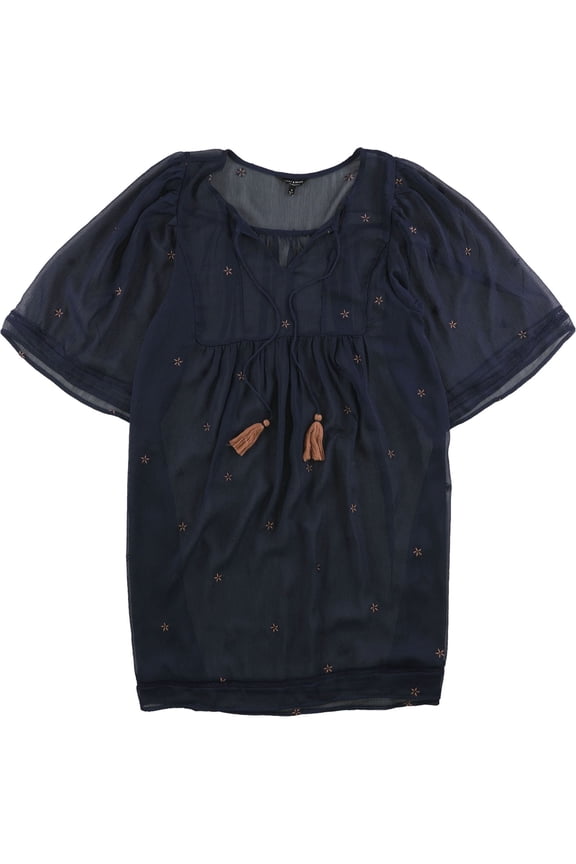 Womens Tassel A-line Dress, Blue, Medium