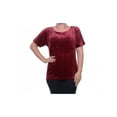 thumbnail image 1 of Lucky Brand Womens Velvet Contrast Embellished T-Shirt, Red, Small, 1 of 4