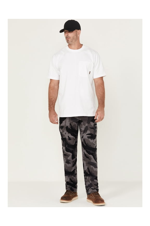 Men's Men'S Camo Print Broken Canvas Cargo Work Pants Black 32W x 32L