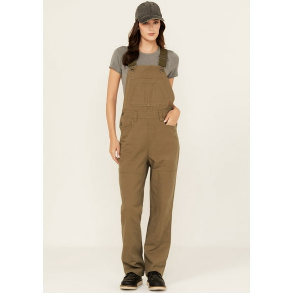 Lucky Brand Workwear Women's Broken Canvas Work Overalls Olive X-