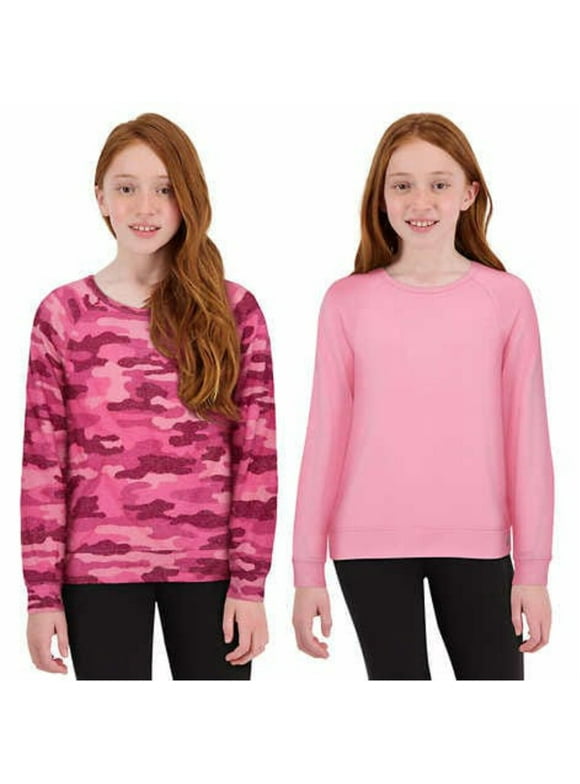 Lucky Brand Youth Girl's 2-Pack Long Sleeve Tee Knit Top Camo Sweatshirt