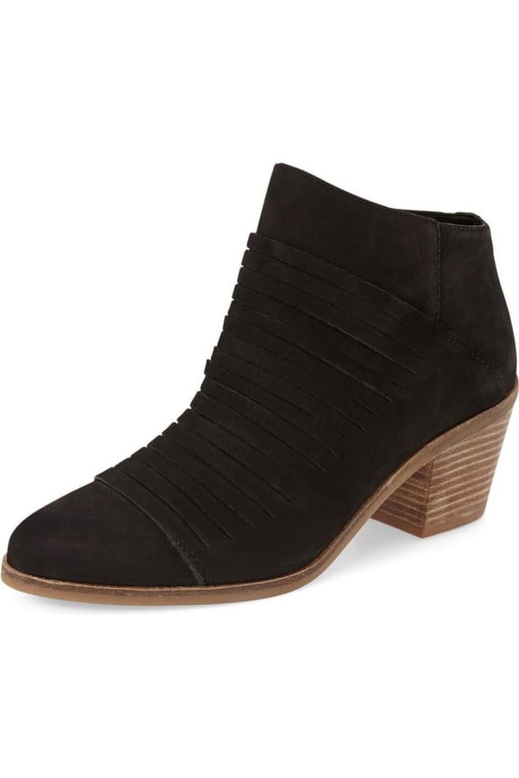 Zavrina Black Suede Pointed Toe Western Strappy Ankle Booties (12)