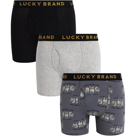 Lucky Brand mens  3pk Stretch Boxer Brief, XL