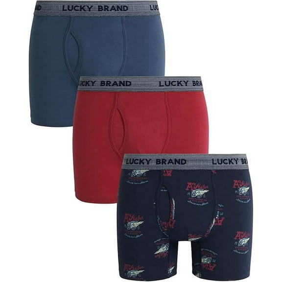 Lucky Brand mens  3pk Stretch Boxer Brief, l