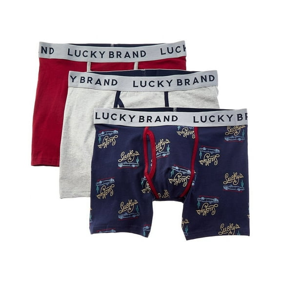 Lucky Brand mens  3pk Stretch Boxer Briefs, m