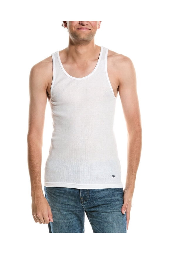 mens Set of 4 Ribbed Tank, l, White