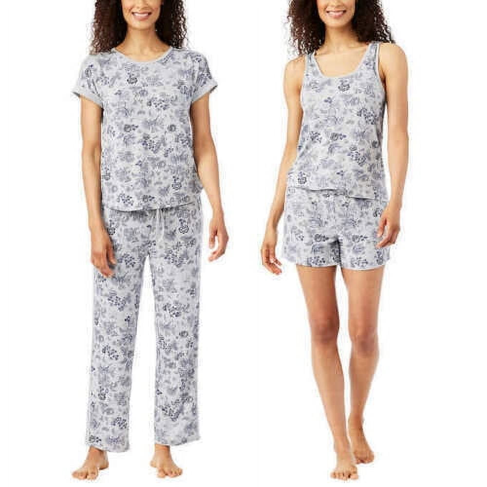 Lucky Brand Women's Sz 2XL (XXL) Printed 4 Piece Pajama Set Gray 
