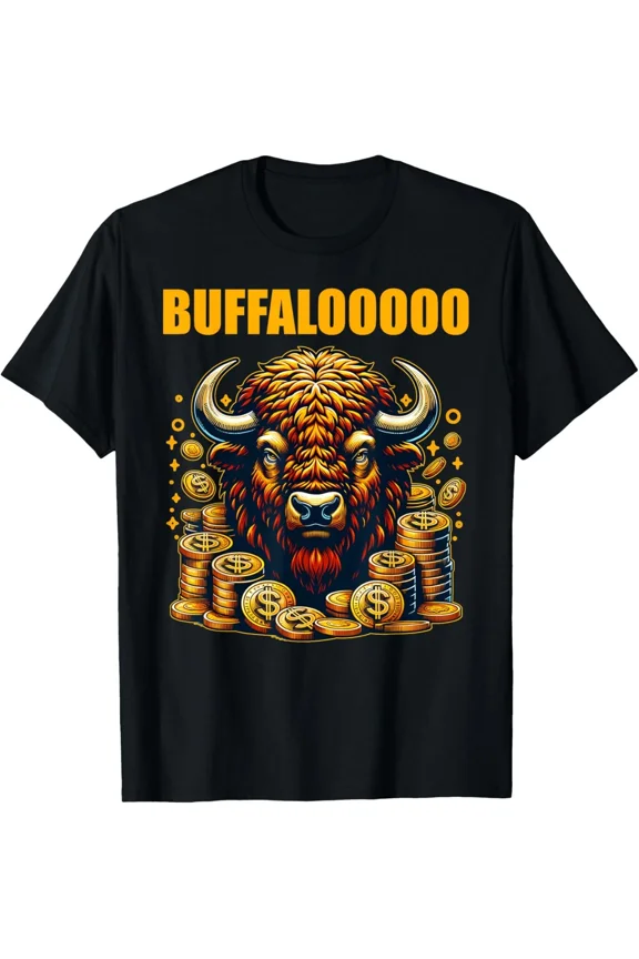 Lucky Buffalo Casino Slot Machine Gambling Retro Winner Art Unisex T-Shirt, up to size 5XL