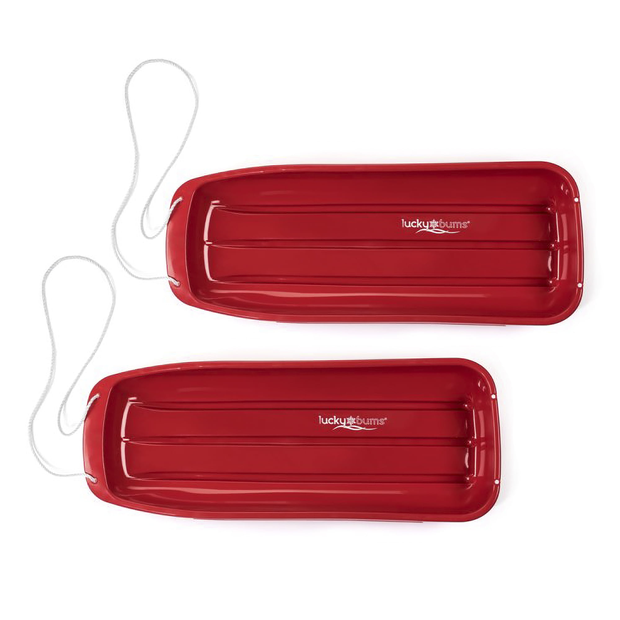 Lucky Bums Kids 48 Inch Plastic Toboggan Sled with Pull Rope, Red (2