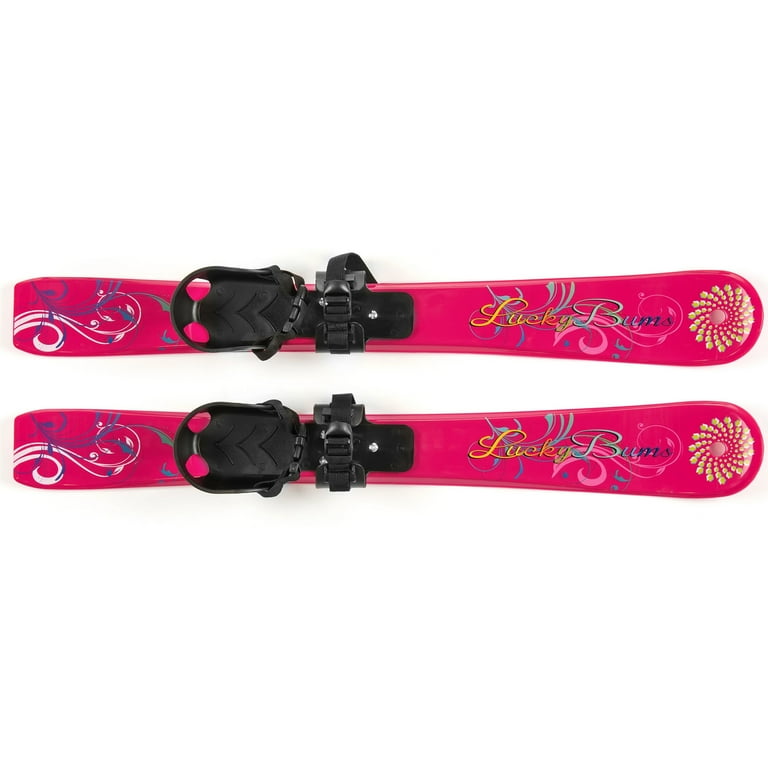 Lucky Bums Toddler Kids Beginner Plastic Snow Skis with Bindings Pink