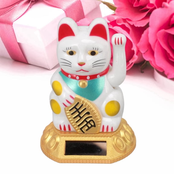 Lucky Cat Decoration, Solar Powered Waving Hand, Brings Wealth Happiness, Perfect Gift