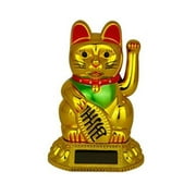 Lucky Cat Gold Waving Solar Power Powered Chinese Fortune Gold Maneki Neko