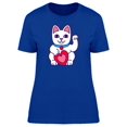 thumbnail image 1 of Lucky Cat Heart And Collar T-Shirt Women -Image by Shutterstock, Female Medium, 1 of 2