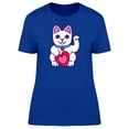 thumbnail image 1 of Lucky Cat Heart And Collar T-Shirt Women -Image by Shutterstock, Female XX-Large, 1 of 2
