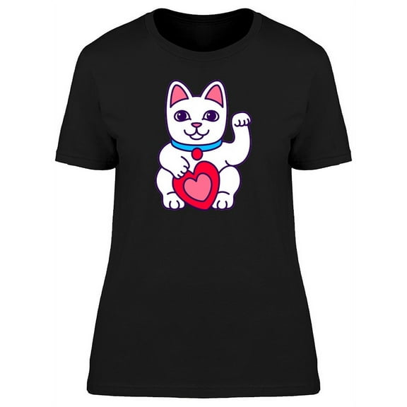 Lucky Cat Heart And Collar T-Shirt Women -Image by Shutterstock, Female x-Large