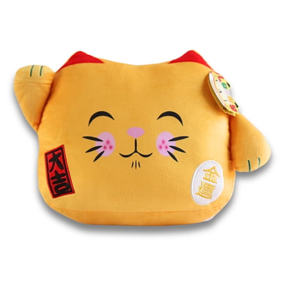 Lucky Cat Official 12" Plush, Cute Stuffed Animal MANEKI NEKO Anime Plush Waving Cat, GOLD Color Cat Plush, Plushie Lucky Cat Waving Arm Stuffies. Japanese Decor Kawaii Plushies.