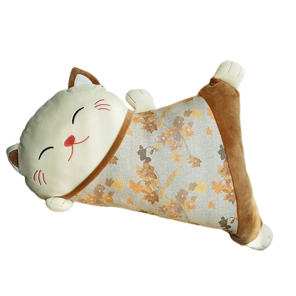 Lucky Cat Pillow Belt Waist Cushion Detachable Soft Hugging Cushion Multipurpose Pillow Waist Cushion for Easter Gift Decor Brown