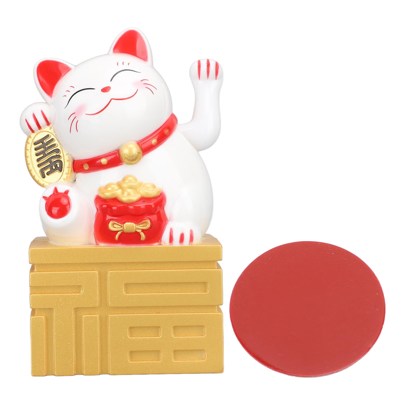 Lucky Cat Statue Waving Arm Solar Powered Fortune Beckoning Chinese