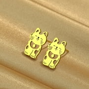 CXWIND Lucky Cat Stud Earrings Good Luck Charm Party Jewelry Accessories Gift for Men and Women