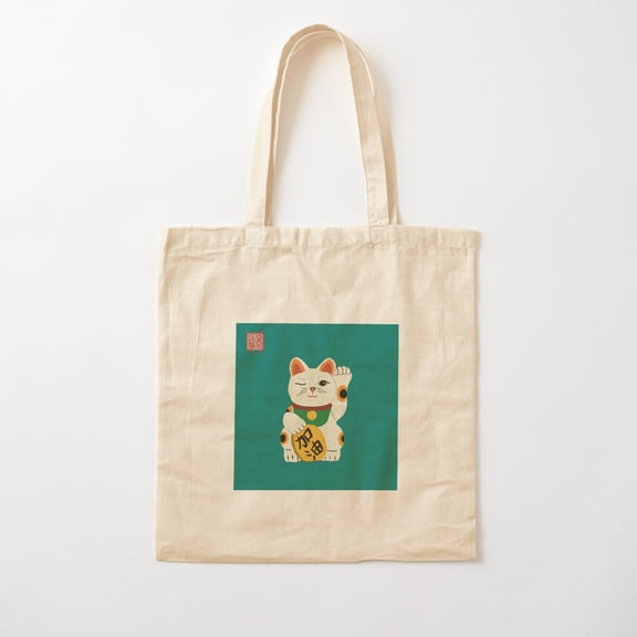 Lucky Cat Style 007 Canvas Tote Bags, Reusable Shopping Bag
