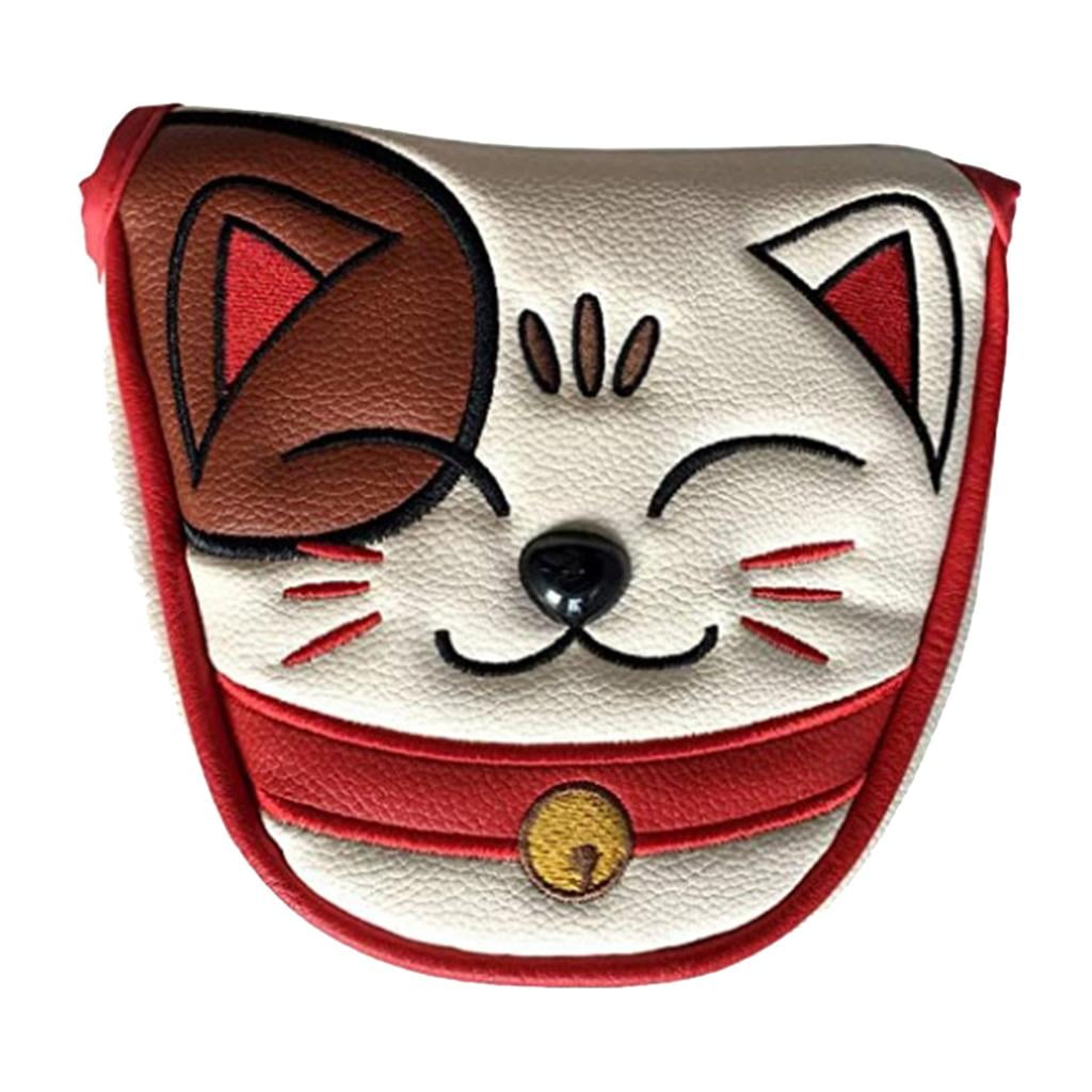 Lucky Cat Waterproof PU Golf Mallet Head Cover Club Center Putter Headcover Gift