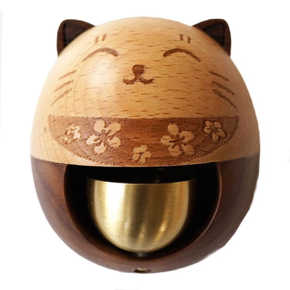 Lucky Cat Wind Chime Doorbell,Japanese Style Copper Bell Door Hanger with Suction for Home Entrance