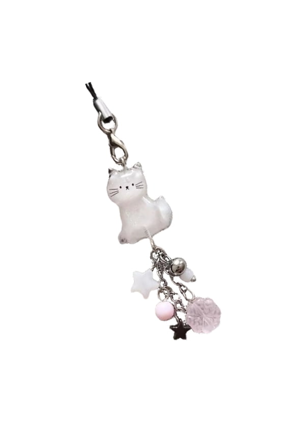 Lucky Cats Keychain With Beaded Detail Symbolizing Fortunes For Daily Carry Accessory