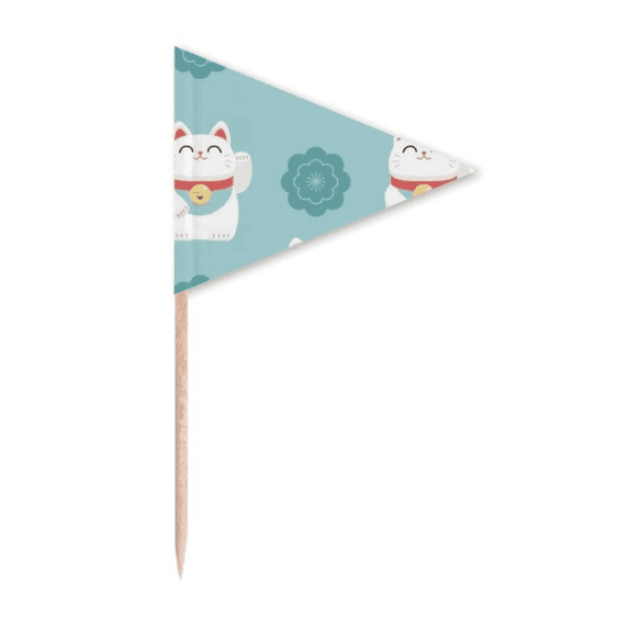 Lucky Cats Sakura Totem Japan Toothpick Triangle Cupcake Toppers Flag