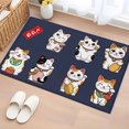 thumbnail image 1 of Lucky Cats Washable Small Entryway Area Rugs 2'x3', Modern Japanese-Style Cute Cat Animals Navy Blue Low Pile Throw Rug Non-Slip Sturdy Edge Binding Carpet for Front Door Floor Room Entry, 1 of 9