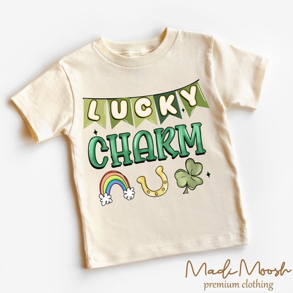Lucky Charm Kids St Patrick'S Day Shirt, Rainbow Horse Shoe Clover St Patrick'S Day Toddler Tee TODDLER SHORT SLEEVE TEE BELLA CANVAS 3001T