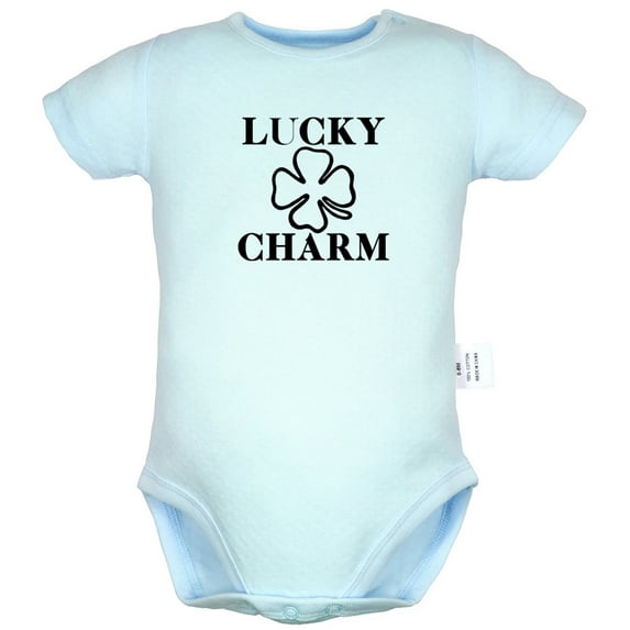 Lucky Charm Novelty Rompers For Babies, Newborn Baby Unisex Bodysuits, Infant Jumpsuits, Toddler 0-24 Months Kids One-Piece Oufits (Blue, 12-18 Months)