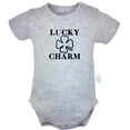 thumbnail image 1 of Lucky Charm Novelty Rompers For Babies, Newborn Baby Unisex Bodysuits, Infant Jumpsuits, Toddler 0-24 Months Kids One-Piece Oufits (Gray, 6-12 Months), 1 of 4