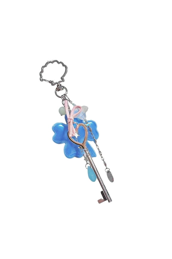 Lucky Charm Rings Pendant Featuring Music Note & Four Leaf Clovers Design Fashionable Bag Decoration for Teens