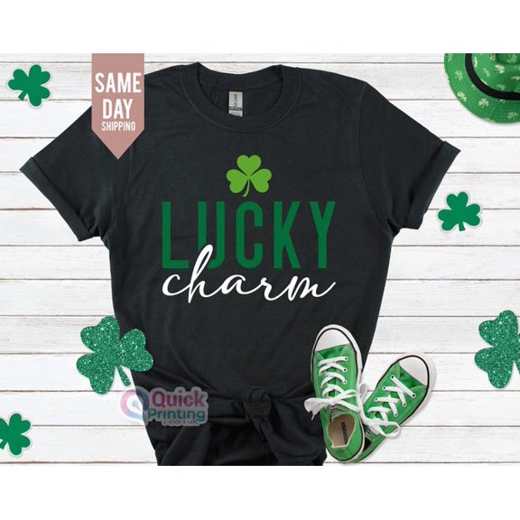 Lucky Charm St. Patrick's Day Shirt: Shamrock Glitter Tee