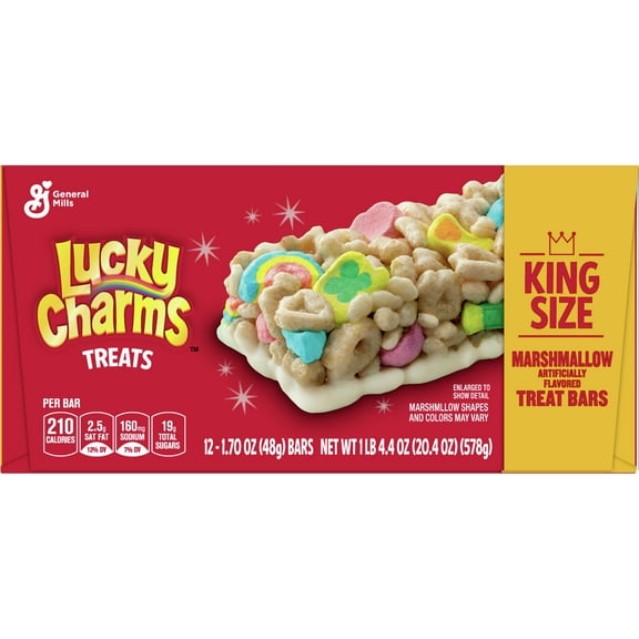 Lucky Charms Breakfast Cereal Treat Bars, Snack Bars, 12 ct