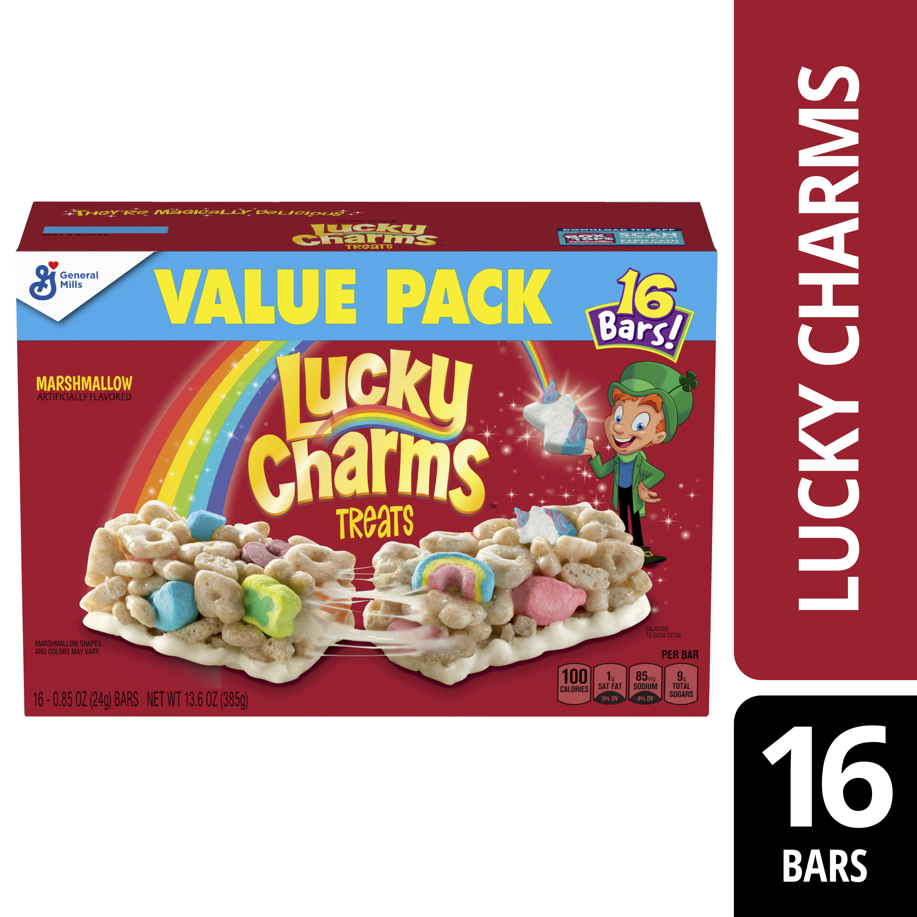 Lucky Charms Breakfast Cereal Treat Bars, Snack Bars, 6.8 oz, 8 ct