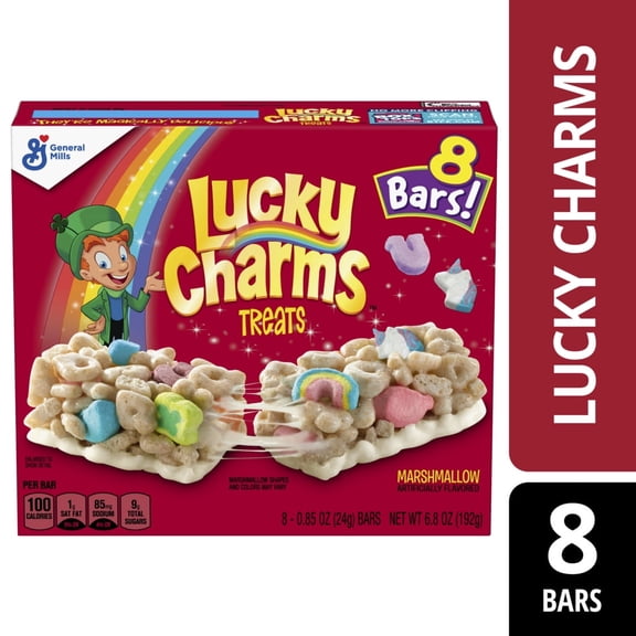 Lucky Charms Cereal Treat Bars, Snack Bars, 8 Ct, 6.8 oz (Pack of 4)