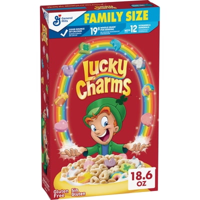 Lucky Charms Gluten Free Cereal with Marshmallows, Kids Cereal, Family Size, 18.6 oz