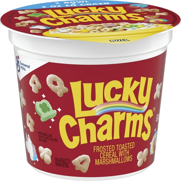 Lucky Charms Gluten Free Cereal with Marshmallows, 1.7 OZ Single Serve Cereal Cup pack of 2