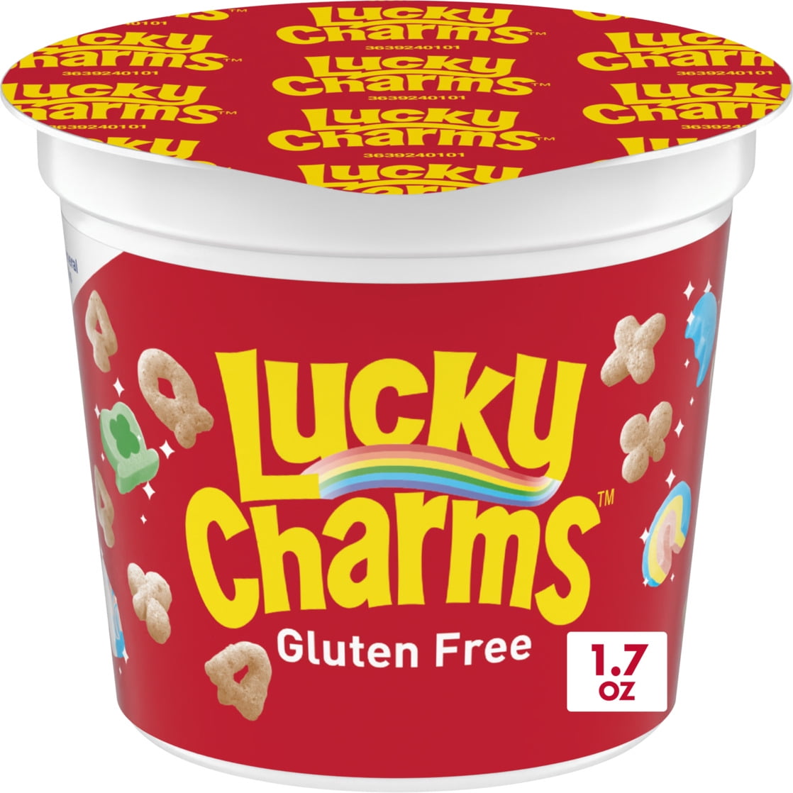 Lucky Charms with Marshmallows Cereal Cup, Gluten Free, Single Serve Cereal, 1.7 oz