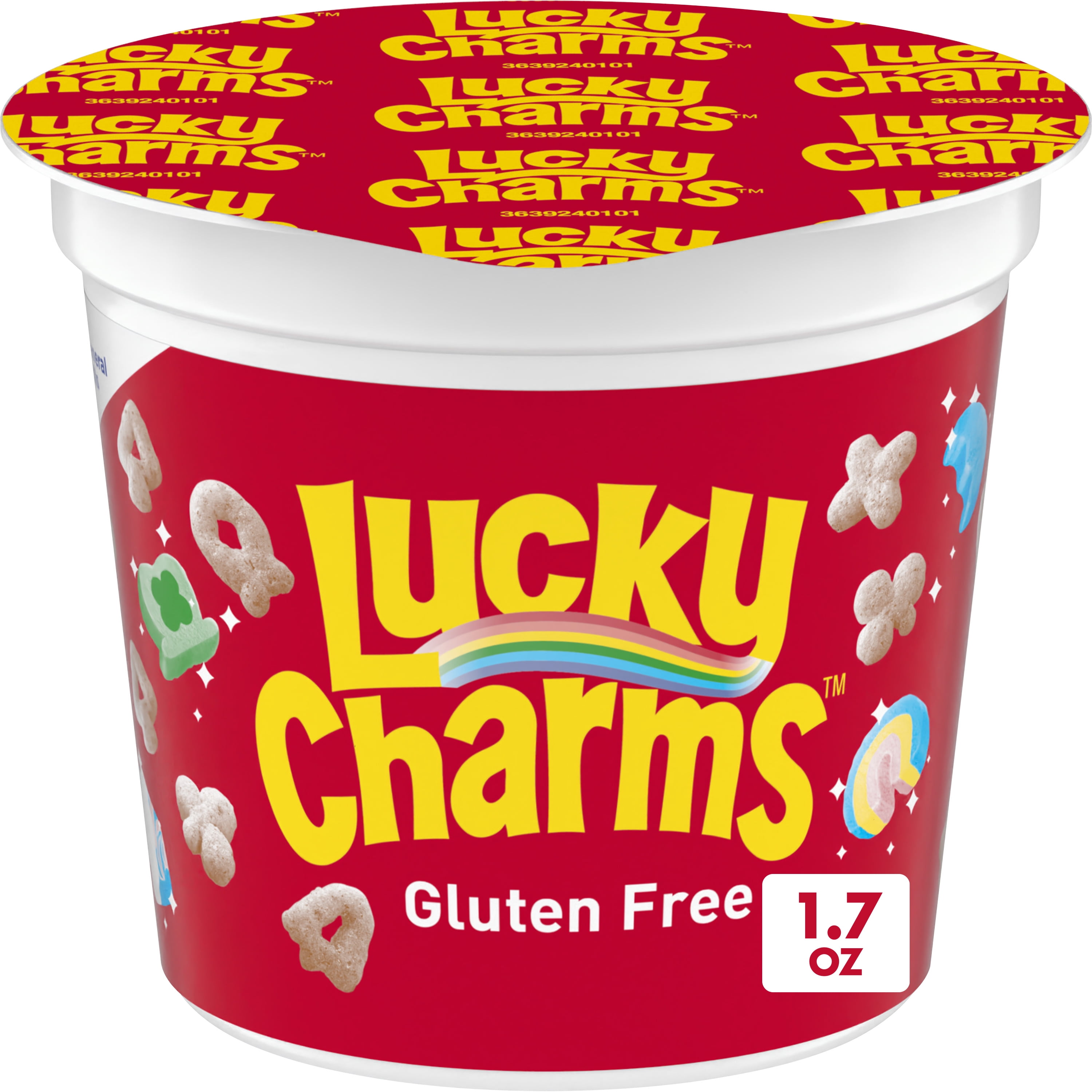 Lucky Charms with Marshmallows Cereal Cup, Gluten Free, Single Serve Cereal, 1.7 oz