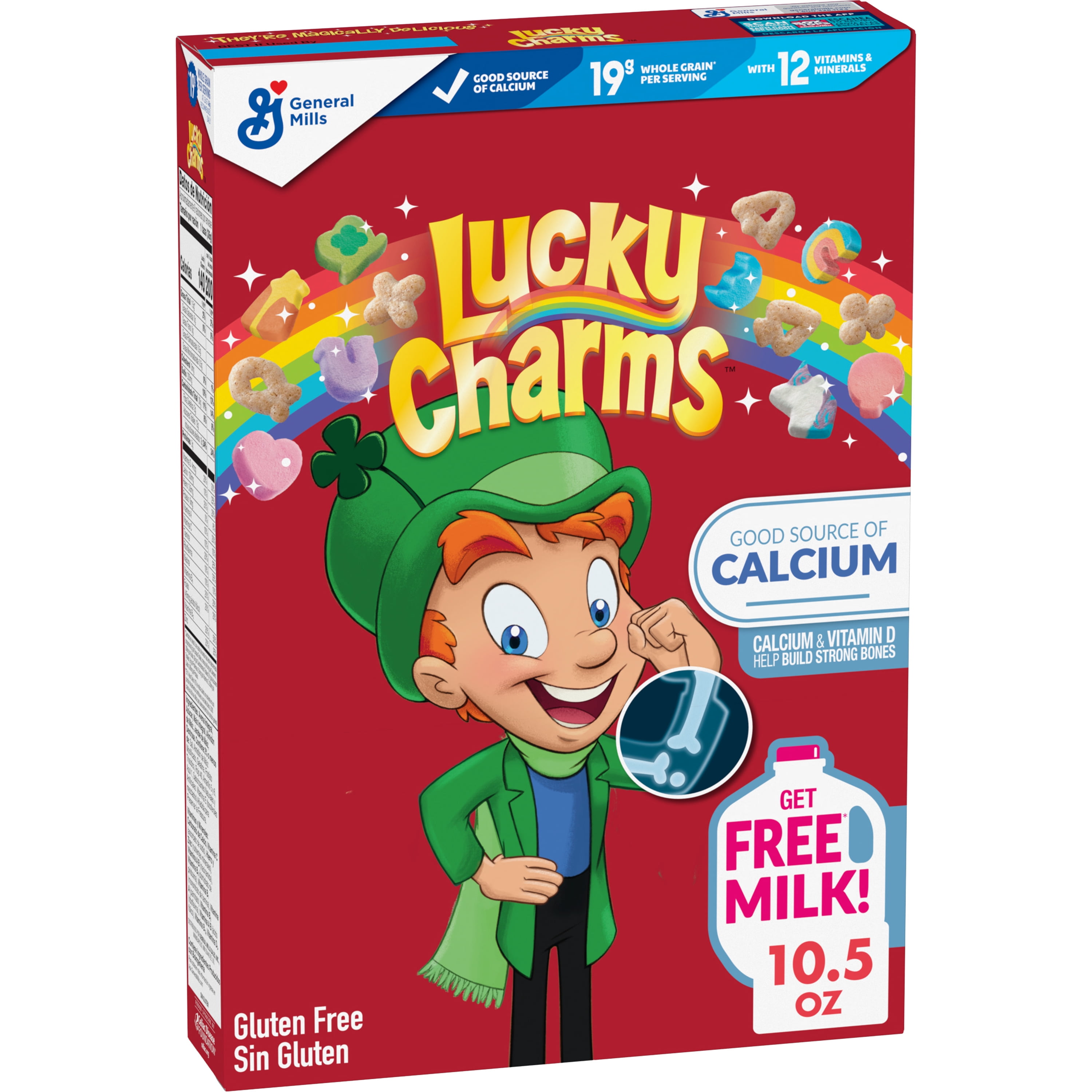 Lucky Charms Gluten Free Cereal with Marshmallows, Kids Breakfast Cereal, 10.5 oz pack of 2