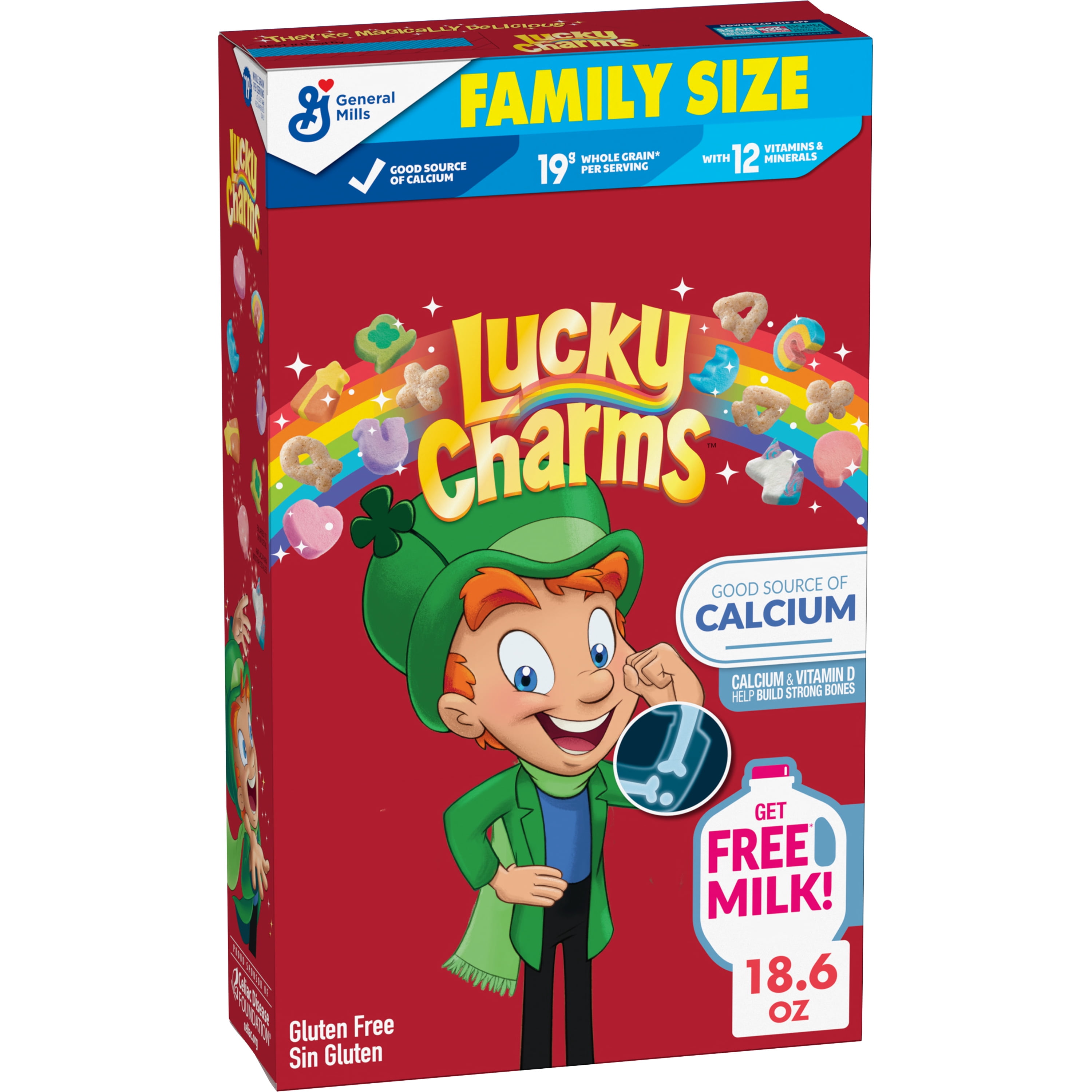 Lucky Charms Gluten Free Kids Breakfast Cereal with Marshmallows, Family  Size, 18.6 oz