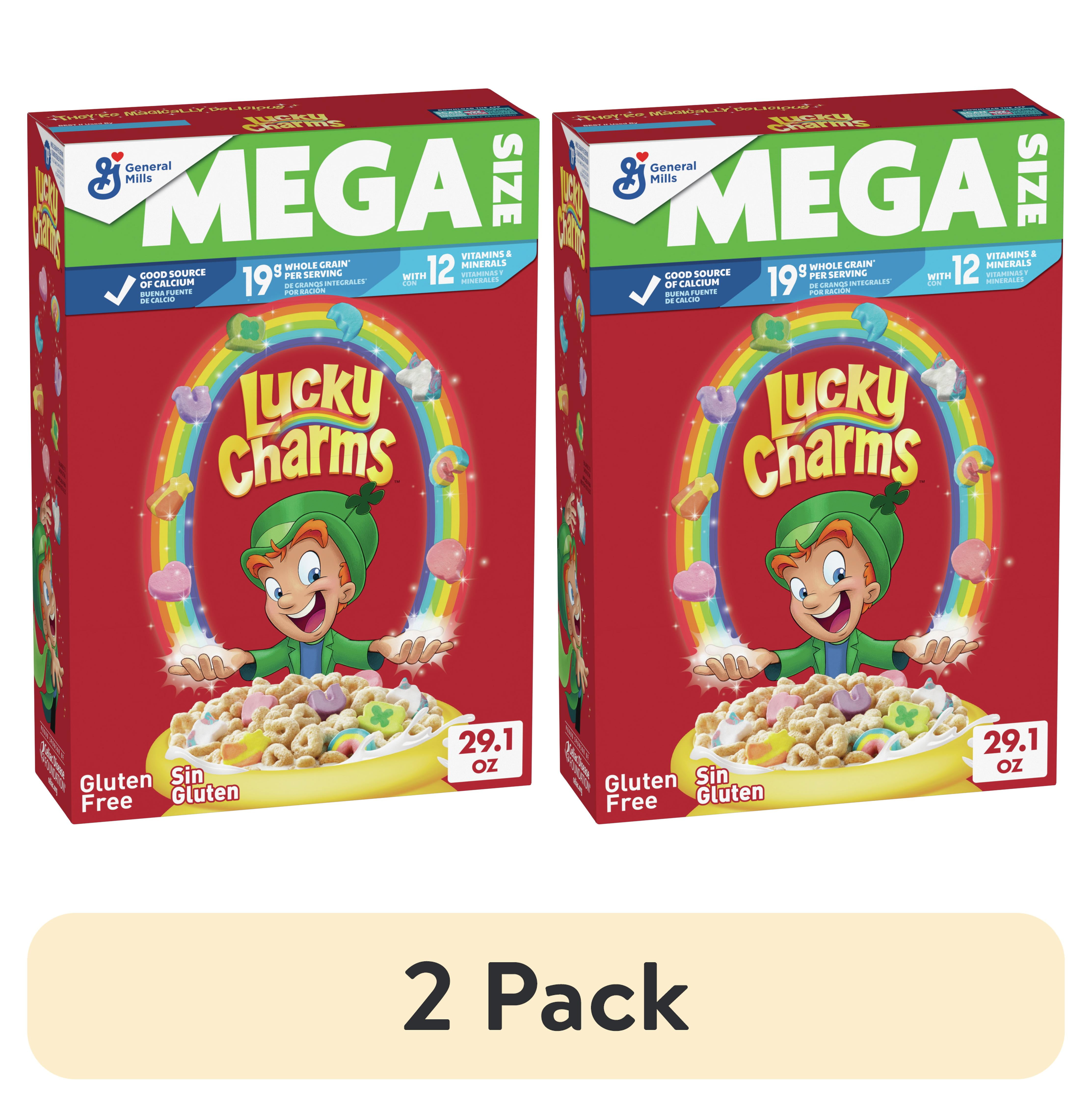 Lucky Charms Gluten Free Cereal with Marshmallows, Kids Breakfast Cereal,  Made with Whole Grain, Mega Size, 29.1 oz