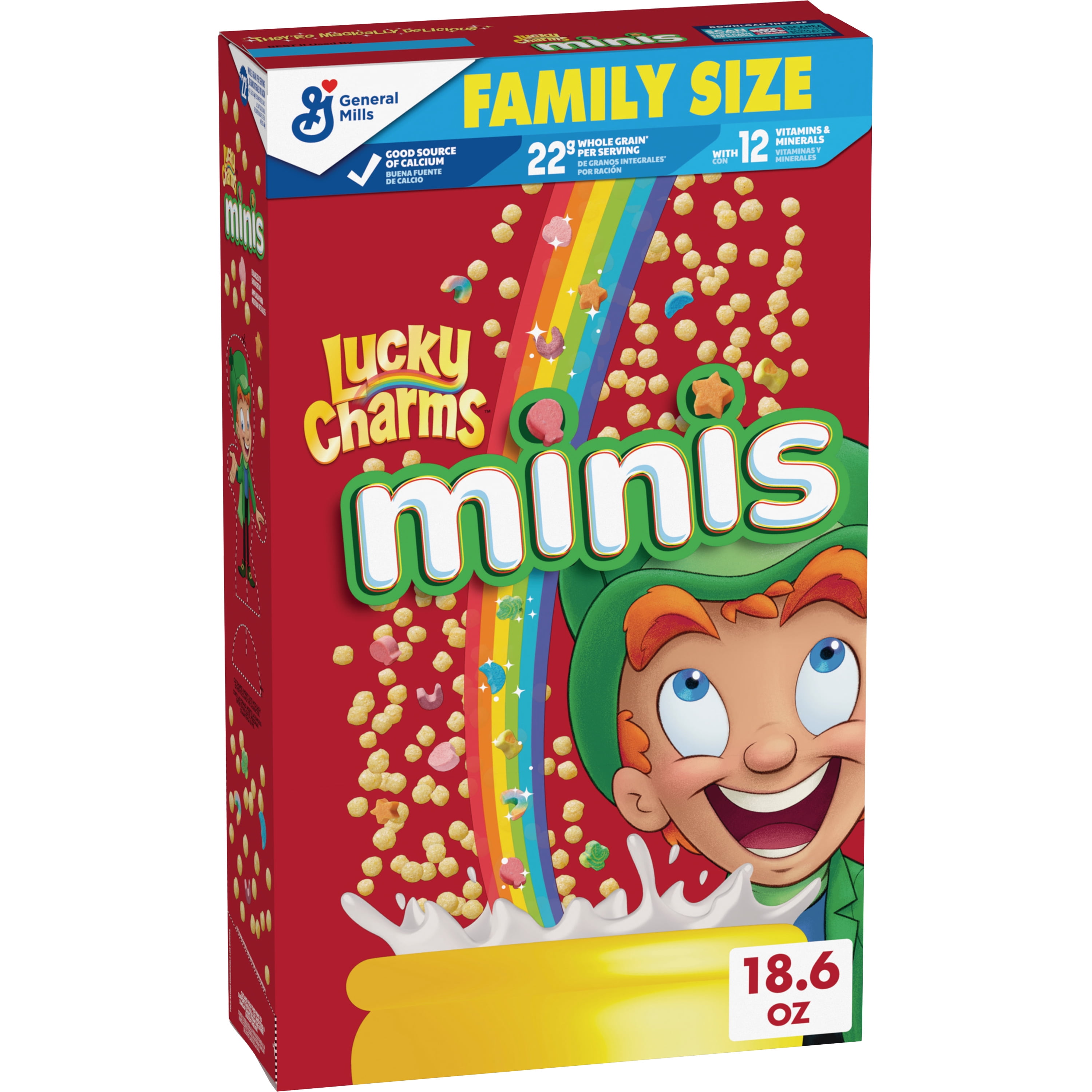 Lucky Charms Minis Cereal with Marshmallows, Kids Breakfast Cereal, Family  Size, 18.6 oz