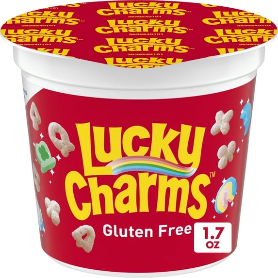 Lucky Charms with Marshmallows Cereal Cup, Gluten Free, Single Serve Cereal, 1.7 oz(pack of 4)