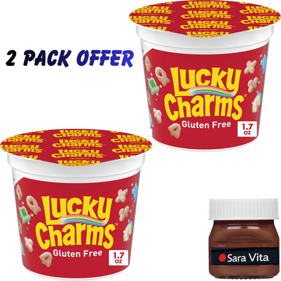 Lucky Charms with Marshmallows Cereal Cup, Gluten Free, Single Serve Cereal, 1.7 oz