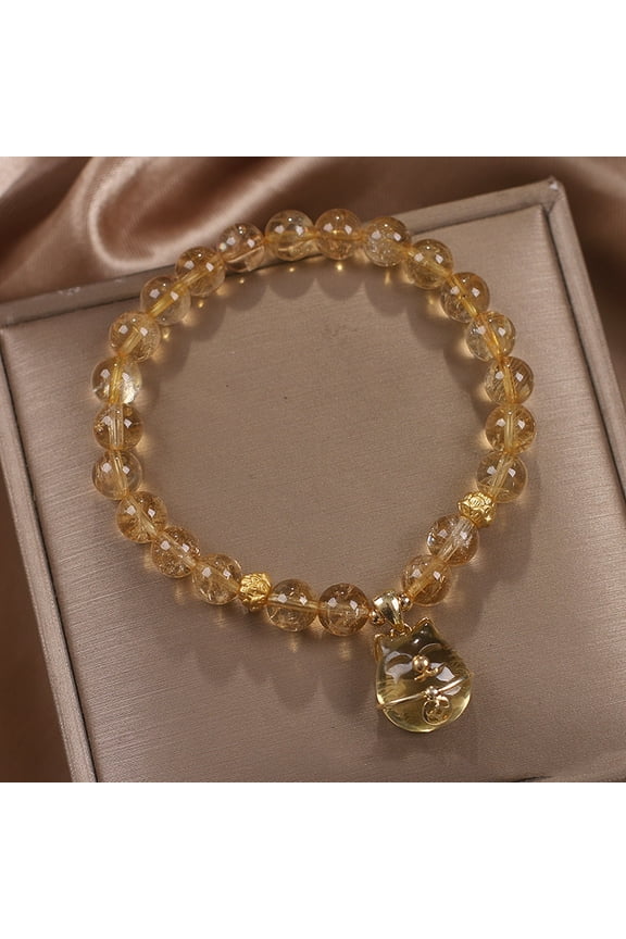 Lucky Citrine Beaded Bracelet Female National